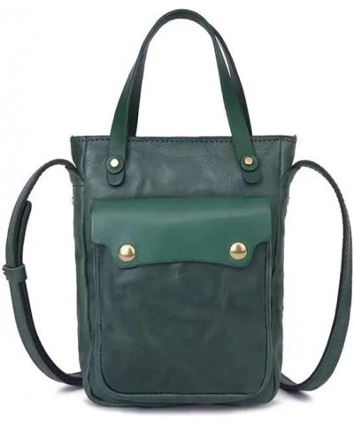 Cowhide Hand-grabbing Pattern Women's Bag Japan and South Korea Retro Commuter Casual Bag Green $31.16 Shoulder Bags