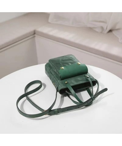 Cowhide Hand-grabbing Pattern Women's Bag Japan and South Korea Retro Commuter Casual Bag Green $31.16 Shoulder Bags