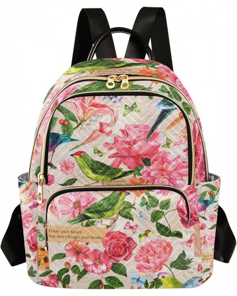 Small Backpack for Women Travel Bag Rose Flower Sunflower Birds Daypack Purse Fashion Shoulder Bag Rucksack Small A114 $10.92...