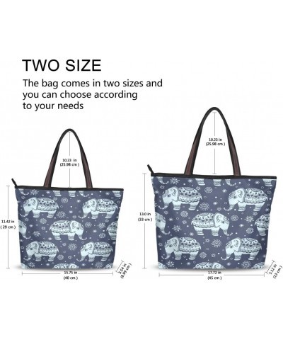 QMXO African Elephants Flower Handbags and Purse for Women Tote Bag Large Capacity Top Handle Shopper Shoulder Bag $13.75 Totes