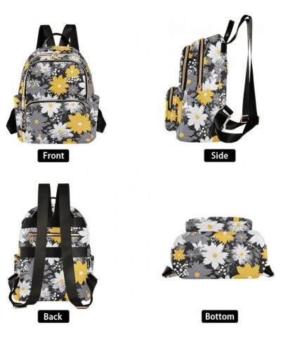 White Yellow Gray Daisy Floral Backpack for Women Fashion Shoulder Bags Small Casual Daypack Travel Bag S 202a1969 S(10.23"x5...