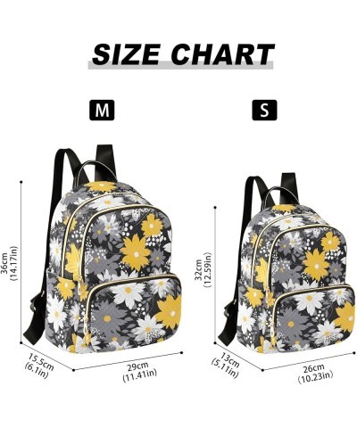 White Yellow Gray Daisy Floral Backpack for Women Fashion Shoulder Bags Small Casual Daypack Travel Bag S 202a1969 S(10.23"x5...