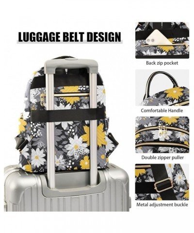 White Yellow Gray Daisy Floral Backpack for Women Fashion Shoulder Bags Small Casual Daypack Travel Bag S 202a1969 S(10.23"x5...