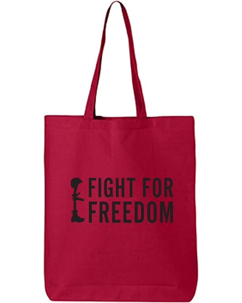 Fight For Freedom Cotton Canvas Tote Bag Red $11.12 Handbags