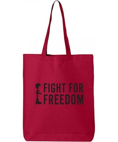 Fight For Freedom Cotton Canvas Tote Bag Red $11.12 Handbags