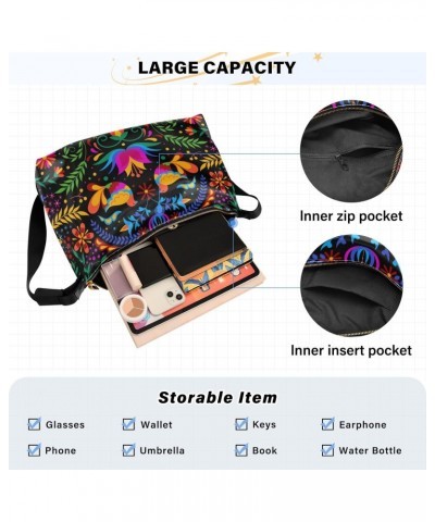 Mexican Ethnic Bird Flower Large Shoulder Bag, Hobo Bags for Women Men Soft PU Leather Crossbody Purse,FT1O094 $11.96 Crossbo...