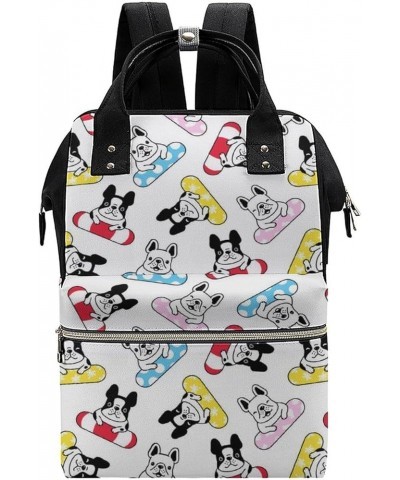 Merry-christmas Travel Backpack Mommy Bag for Women, Casual Daypack Backpack, Handbag Black Bulldog-white $29.14 Backpacks