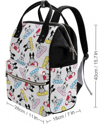 Merry-christmas Travel Backpack Mommy Bag for Women, Casual Daypack Backpack, Handbag Black Bulldog-white $29.14 Backpacks