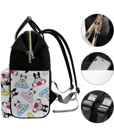 Merry-christmas Travel Backpack Mommy Bag for Women, Casual Daypack Backpack, Handbag Black Bulldog-white $29.14 Backpacks