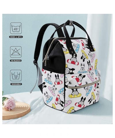 Merry-christmas Travel Backpack Mommy Bag for Women, Casual Daypack Backpack, Handbag Black Bulldog-white $29.14 Backpacks