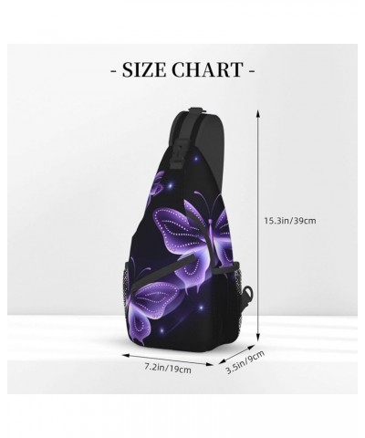 Beautiful Purple Butterfly Print Men'S Casual Crossbody Chest Bag - A Versatile Accessory For Everyday Use And Short Trips Bl...