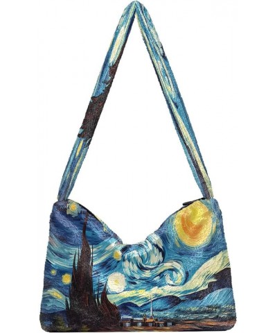 Watercolor Watermelon Shoulder Handbag, Shoulder Tote with Zipper, Autumn Handbags Starry Night With Sand and Moon-7 $12.49 T...