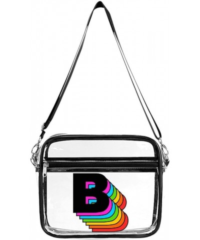 Women Men Clear Crossbody Bag Rainbow Alphabet Clear Purse PVC Messenger Bag Stadium Approved for Travel Concert B $12.48 Sat...