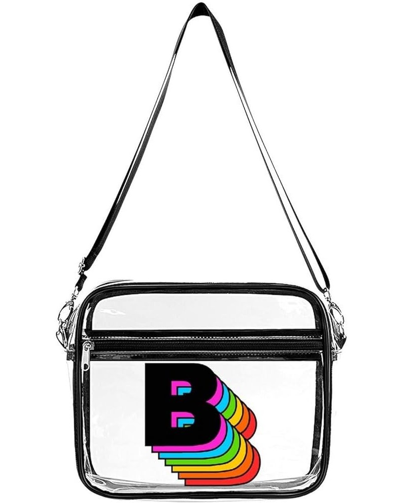 Women Men Clear Crossbody Bag Rainbow Alphabet Clear Purse PVC Messenger Bag Stadium Approved for Travel Concert B $12.48 Sat...