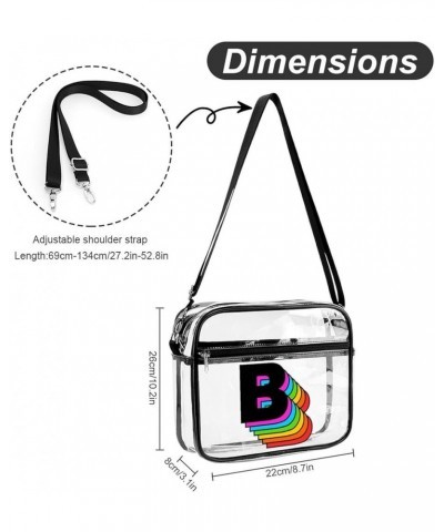 Women Men Clear Crossbody Bag Rainbow Alphabet Clear Purse PVC Messenger Bag Stadium Approved for Travel Concert B $12.48 Sat...