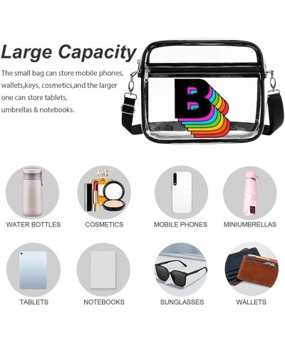 Women Men Clear Crossbody Bag Rainbow Alphabet Clear Purse PVC Messenger Bag Stadium Approved for Travel Concert B $12.48 Sat...