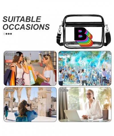 Women Men Clear Crossbody Bag Rainbow Alphabet Clear Purse PVC Messenger Bag Stadium Approved for Travel Concert B $12.48 Sat...