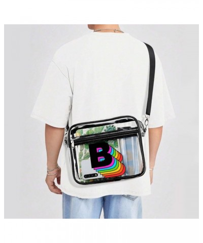 Women Men Clear Crossbody Bag Rainbow Alphabet Clear Purse PVC Messenger Bag Stadium Approved for Travel Concert B $12.48 Sat...