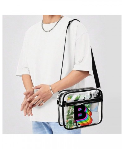 Women Men Clear Crossbody Bag Rainbow Alphabet Clear Purse PVC Messenger Bag Stadium Approved for Travel Concert B $12.48 Sat...