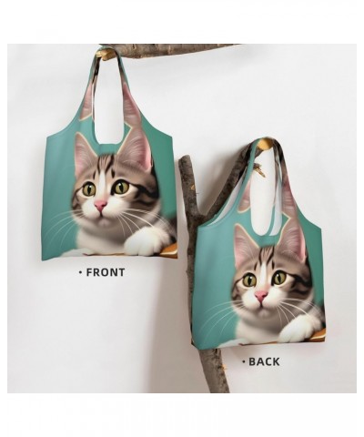 A Curious Cat One-Shoulder Commuting Canvas Bag,Fashionable And Lightweight,Extra Large Capacity,Easy To Store,Soft And Durab...