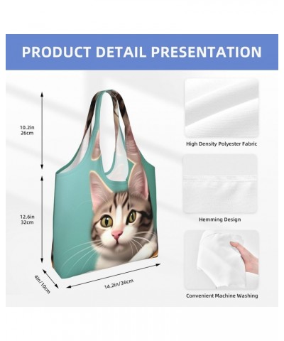 A Curious Cat One-Shoulder Commuting Canvas Bag,Fashionable And Lightweight,Extra Large Capacity,Easy To Store,Soft And Durab...