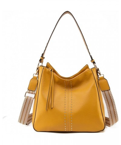 Hobo Bags for Women Top Handle Satchel Shoulder Purse Bucket Handbag Guitar Strap-mustard Yellow $25.77 Satchels