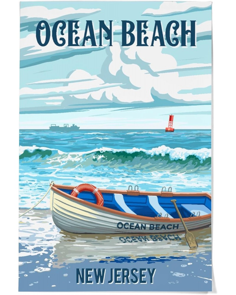 36x54 Inch Giclee Print, Ocean Beach, New Jersey, Lifeboat on Beach $36.00 Totes