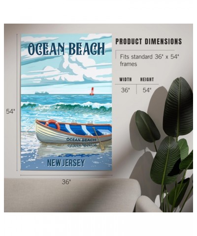 36x54 Inch Giclee Print, Ocean Beach, New Jersey, Lifeboat on Beach $36.00 Totes