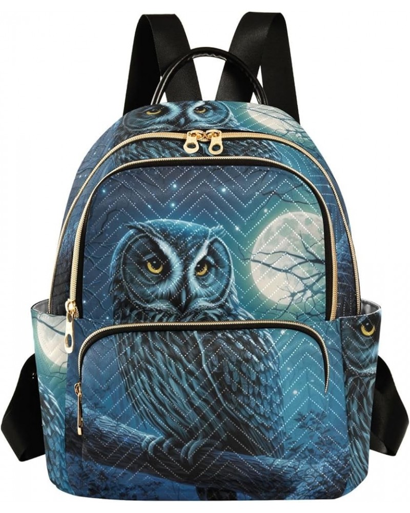 Small Fashion Backpack for Women Moon Night Owl Print Ladies Travel Daypack Aesthetic Shoulder Bag 10.2×5.1×12.5 IN $16.31 Ba...