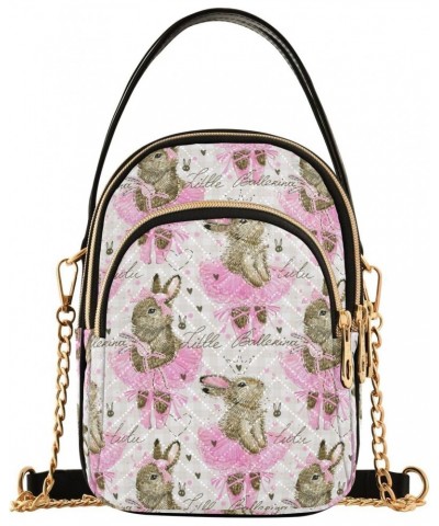 Chain Crossbody Bags for Women Cute Bunny Seamless Rabbit Quilted Shoulder Crossbody Handbags Travel Cross Body Cell Phone Pu...