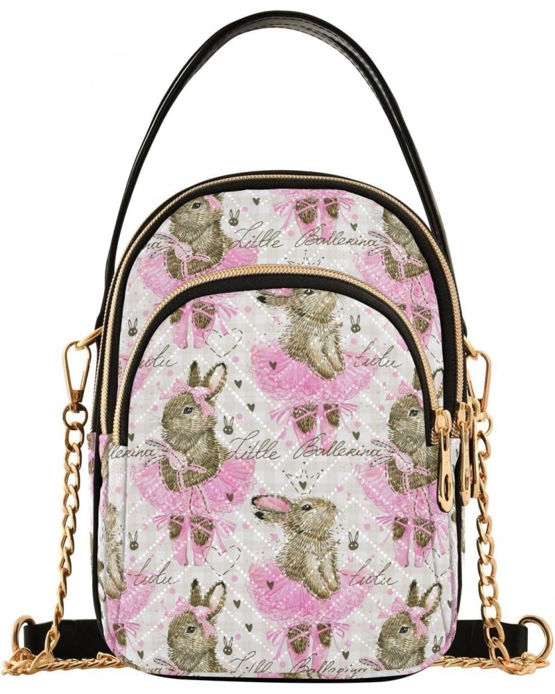 Chain Crossbody Bags for Women Cute Bunny Seamless Rabbit Quilted Shoulder Crossbody Handbags Travel Cross Body Cell Phone Pu...