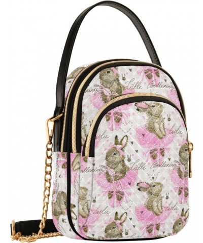 Chain Crossbody Bags for Women Cute Bunny Seamless Rabbit Quilted Shoulder Crossbody Handbags Travel Cross Body Cell Phone Pu...