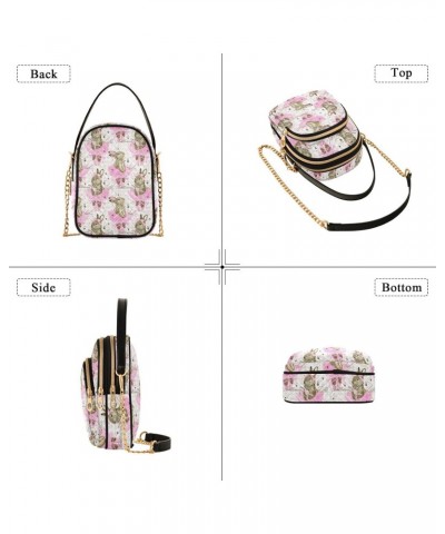 Chain Crossbody Bags for Women Cute Bunny Seamless Rabbit Quilted Shoulder Crossbody Handbags Travel Cross Body Cell Phone Pu...