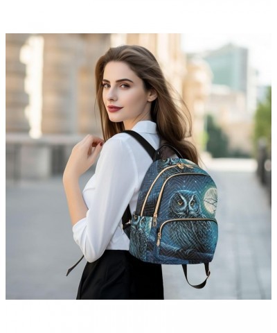 Small Fashion Backpack for Women Moon Night Owl Print Ladies Travel Daypack Aesthetic Shoulder Bag 10.2×5.1×12.5 IN $16.31 Ba...