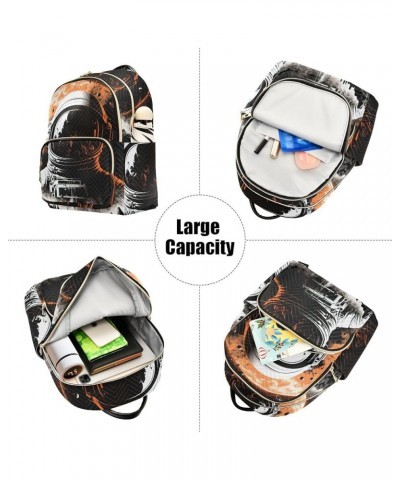 Women's Small Fashion Backpack Spaceastronaut Print Ladies Travel Daypack Aesthetic Shoulder Bag 10.2×5.1×12.5 IN $17.27 Back...