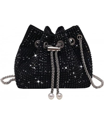 Silver Purse Clutch Rhinestone Evening Crossbody Bags Sparkly for Women Diamond Bling Bag Crystal Handbags Wedding Event (bla...