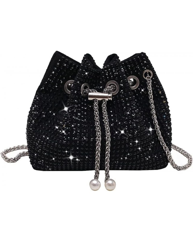 Silver Purse Clutch Rhinestone Evening Crossbody Bags Sparkly for Women Diamond Bling Bag Crystal Handbags Wedding Event (bla...