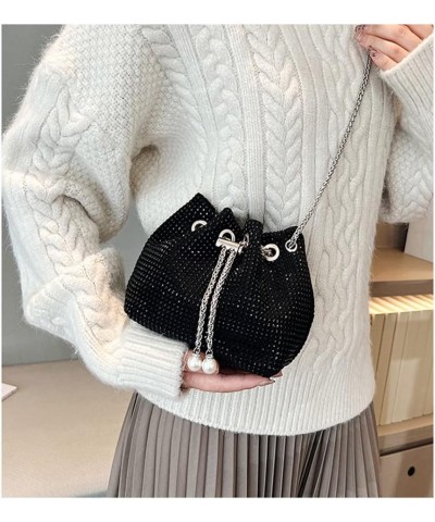 Silver Purse Clutch Rhinestone Evening Crossbody Bags Sparkly for Women Diamond Bling Bag Crystal Handbags Wedding Event (bla...