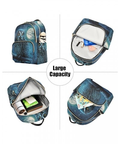 Small Fashion Backpack for Women Moon Night Owl Print Ladies Travel Daypack Aesthetic Shoulder Bag 10.2×5.1×12.5 IN $16.31 Ba...