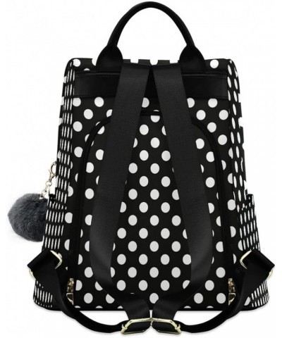 Polka Dot Black White Women Backpack Anti-theft Handbag Purse Travel Bag Fashion Shoulder Bags Multicolor12 $20.00 Backpacks