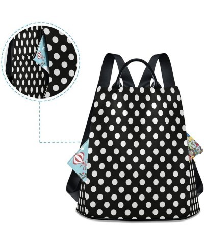 Polka Dot Black White Women Backpack Anti-theft Handbag Purse Travel Bag Fashion Shoulder Bags Multicolor12 $20.00 Backpacks