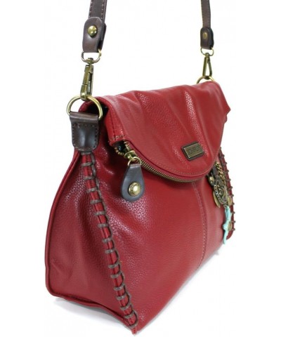 Charming Crossbody Bag With Flap Top and Zipper or Shoulder Handbag with Sea Turtle Keychain - 9 Colors Burgundy $35.10 Cross...