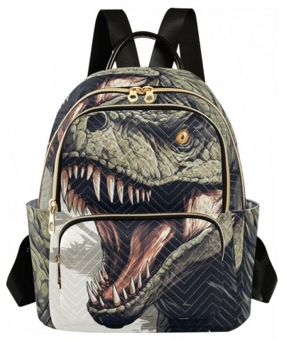 Women's Medium Fashion Backpack Green Rex Dinosaur Print Ladies Travel Daypack Aesthetic Shoulder Bag 10.2×5.1×12.5 IN $18.71...