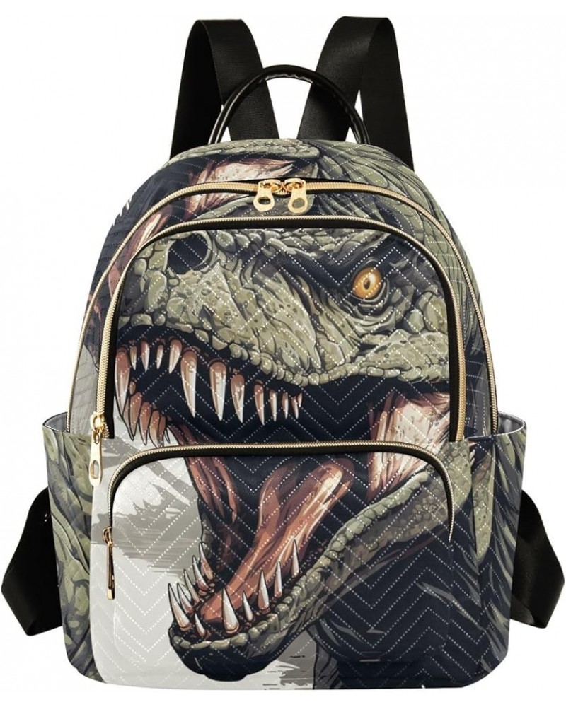 Women's Medium Fashion Backpack Green Rex Dinosaur Print Ladies Travel Daypack Aesthetic Shoulder Bag 10.2×5.1×12.5 IN $18.71...