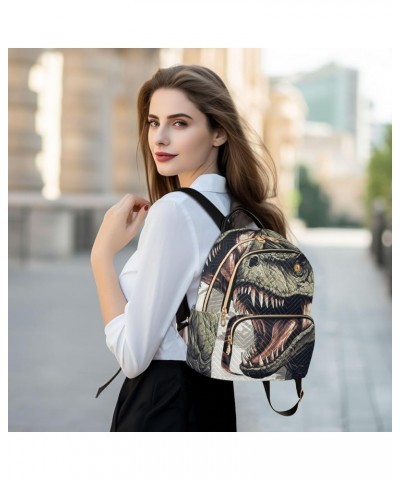 Women's Medium Fashion Backpack Green Rex Dinosaur Print Ladies Travel Daypack Aesthetic Shoulder Bag 10.2×5.1×12.5 IN $18.71...