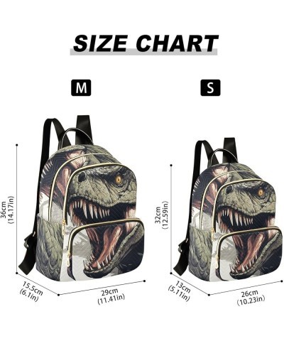 Women's Medium Fashion Backpack Green Rex Dinosaur Print Ladies Travel Daypack Aesthetic Shoulder Bag 10.2×5.1×12.5 IN $18.71...