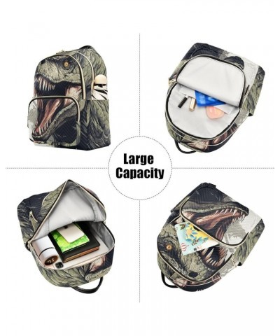 Women's Medium Fashion Backpack Green Rex Dinosaur Print Ladies Travel Daypack Aesthetic Shoulder Bag 10.2×5.1×12.5 IN $18.71...