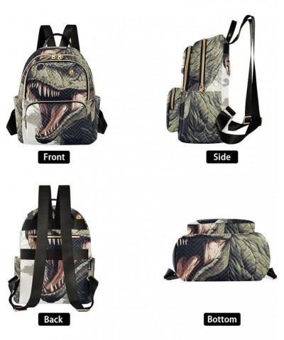 Women's Medium Fashion Backpack Green Rex Dinosaur Print Ladies Travel Daypack Aesthetic Shoulder Bag 10.2×5.1×12.5 IN $18.71...