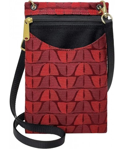 Women's Tapestry Crossbody Cell Phone or Passport Purse, Handmade in USA Melody / Red $11.25 Crossbody Bags