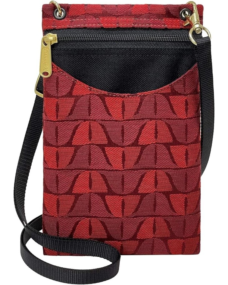 Women's Tapestry Crossbody Cell Phone or Passport Purse, Handmade in USA Melody / Red $11.25 Crossbody Bags